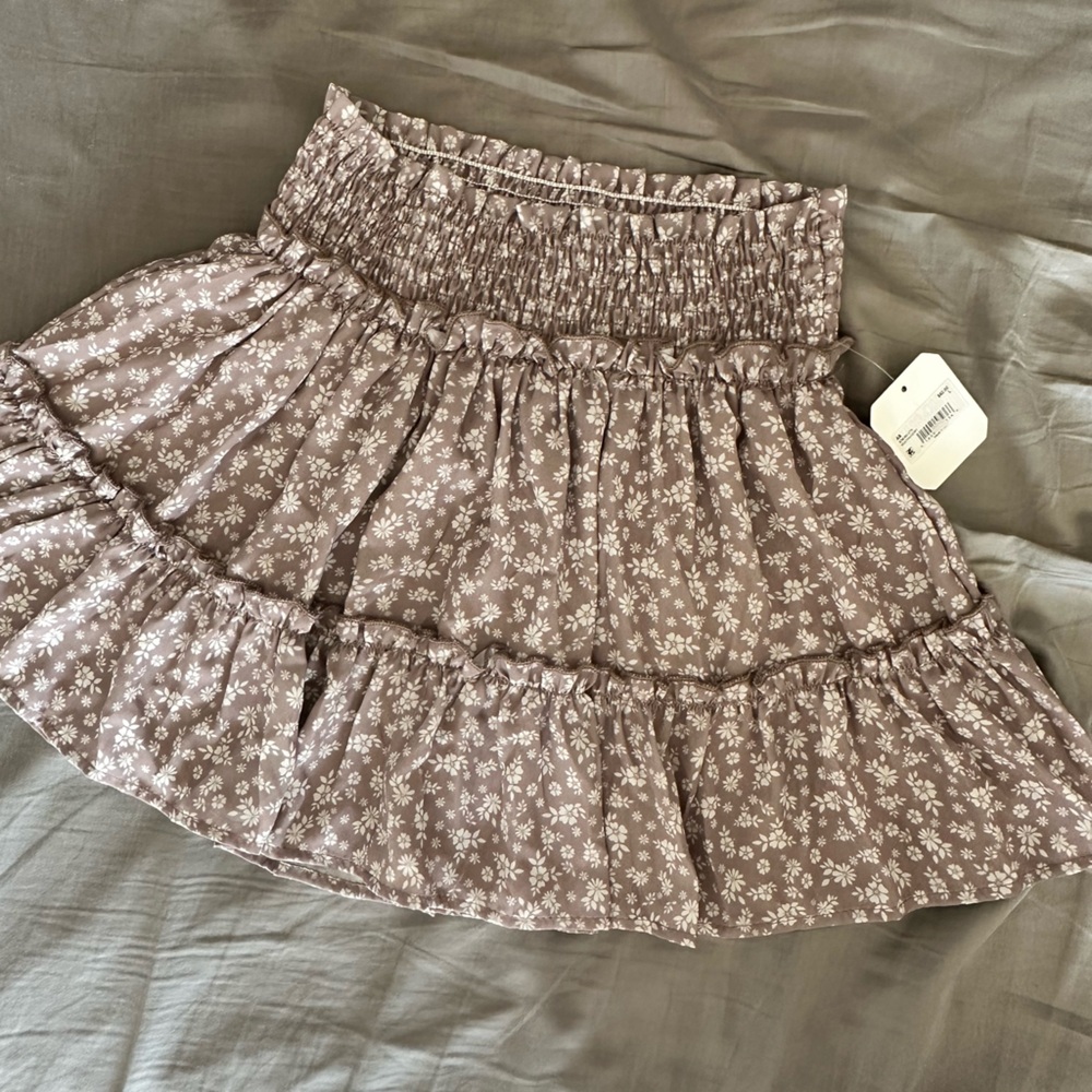 Altar'd State Mauve Floral Smocked Skirt